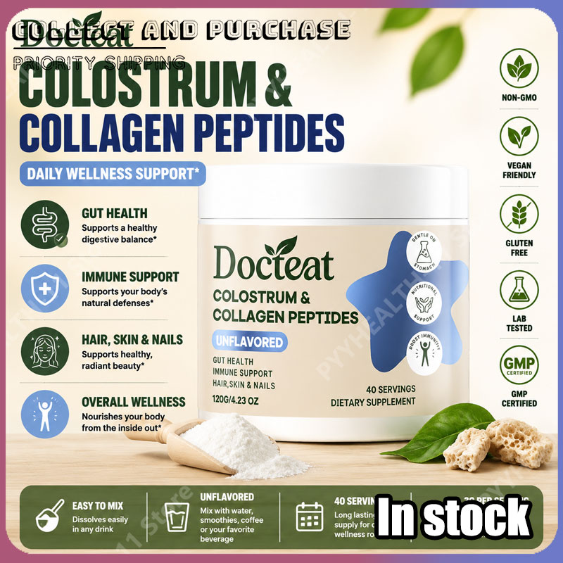 Colostrum Bovine Powder - Docteat Darmgesundheits-Nährstoffpulver mit Bovinem Kolostrum Kollagenpeptiden