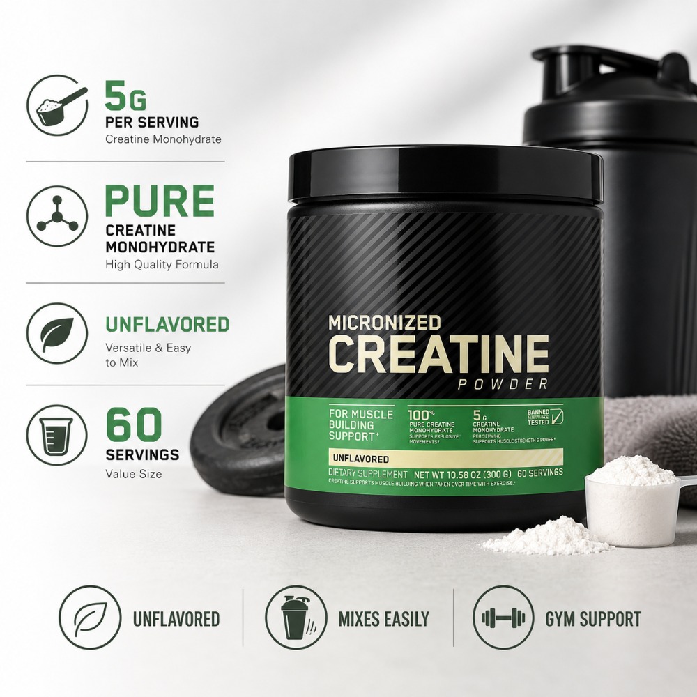 The Nutrition Fitness - Kreatin-Monohydrat-Pulver 300g zur Unterstützung von Kraft,