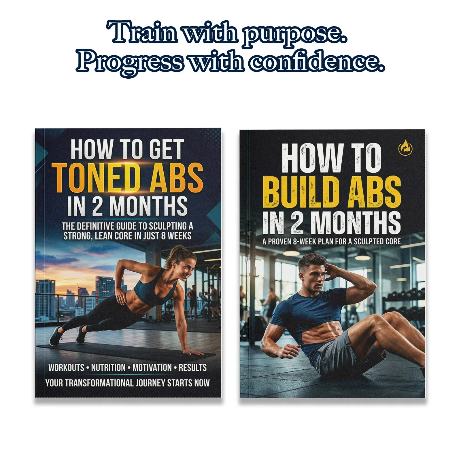 Nutrition Fitness Books - 2-Buch-Bauchmuskel-Trainingshandbuch-Set für Männer und Frauen, 8-wöchige