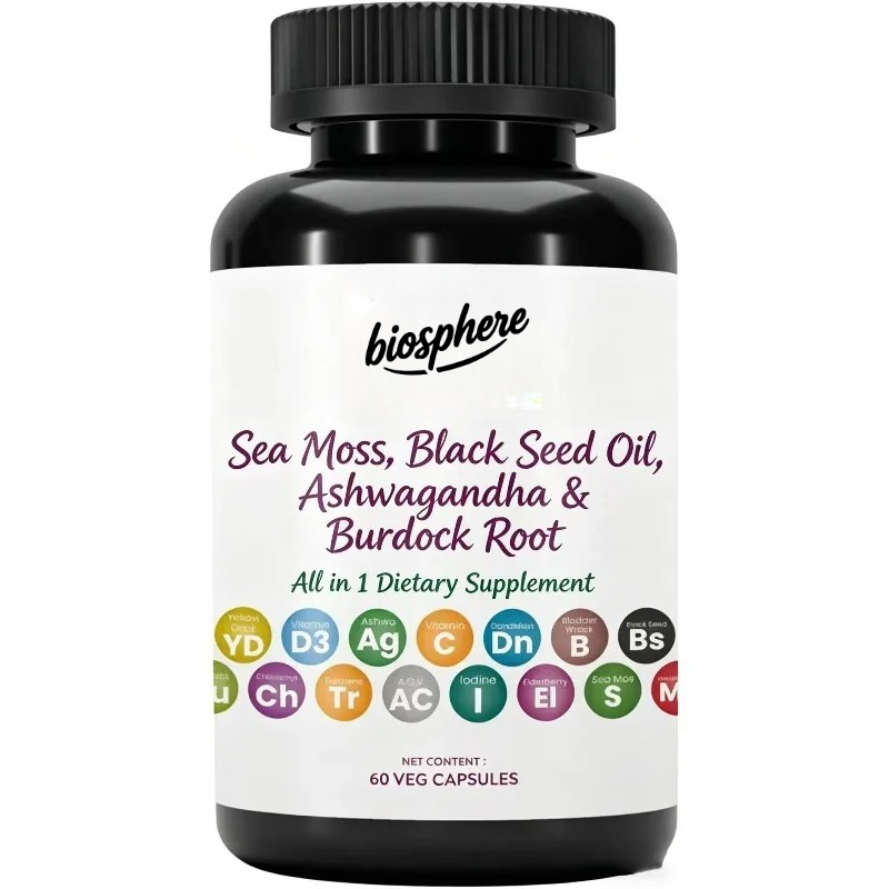 Black Seed Oil Capsule - Algen, Schwarzkümmelöl, Kurkuma, Kletten, Vitamin C,